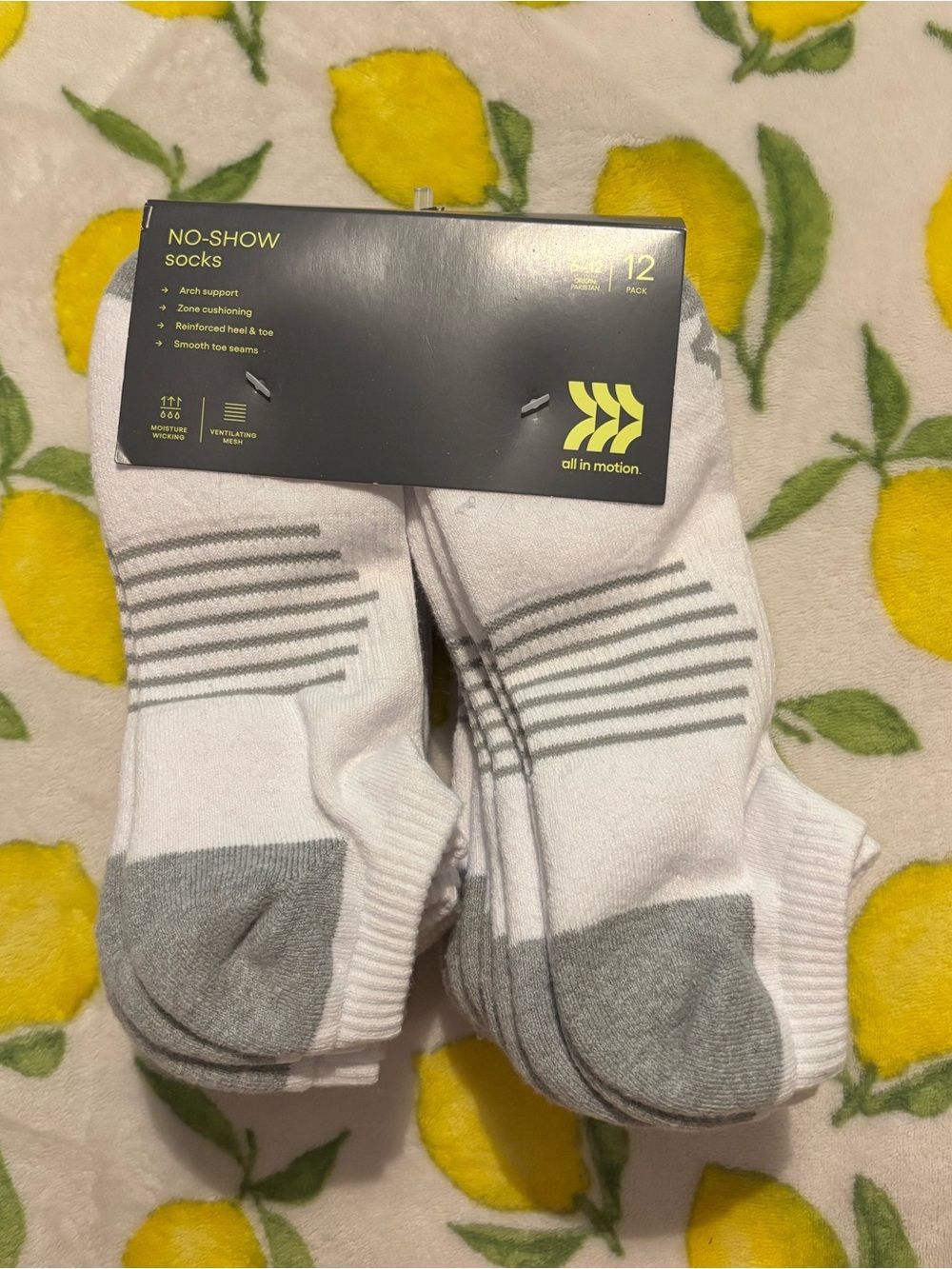 all in motion White & Gray No-Show Athletic Socks - 12 Pack